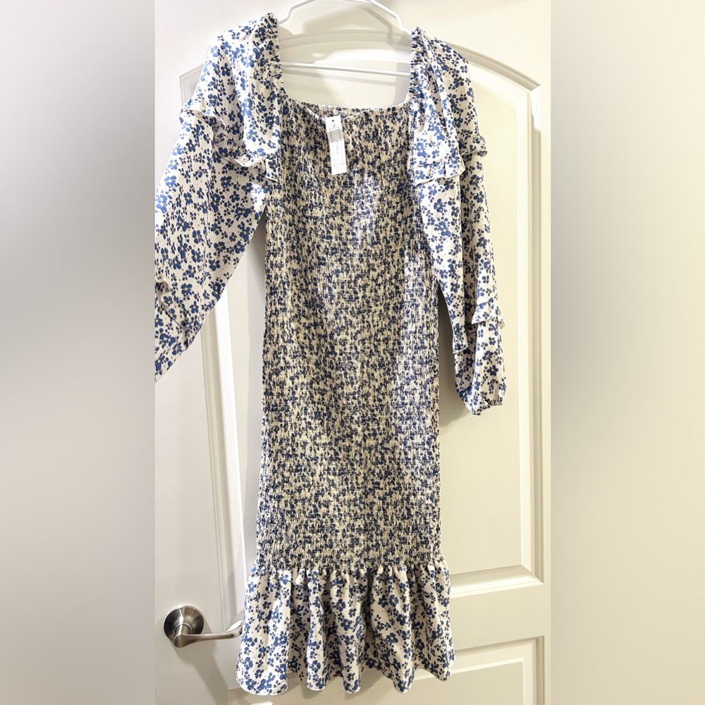 Floral bodycon smocked dress